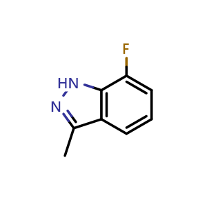 Chemical structure of 7-fluoro-3-methyl-1H-indazole , CAS 1017682-73-3, AChemBlock Q52505