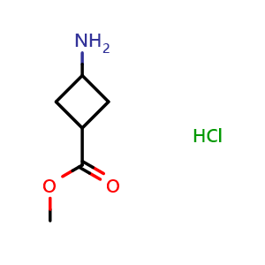 Chemical structure of methyl 3-aminocyclobutane-1-carboxylate hydrochloride , CAS 1354940-69-4, AChemBlock Q52519