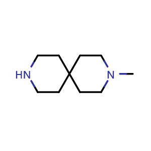 Chemical structure of 3-methyl-3,9-diazaspiro[5.5]undecane , CAS 13323-45-0, AChemBlock Q52539
