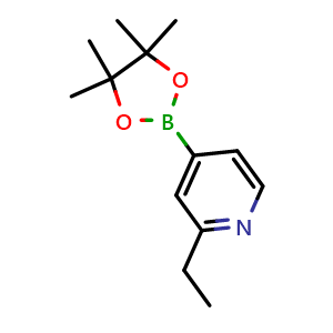 Chemical structure of 2-ethyl-4-(4,4,5,5-tetramethyl-1,3,2-dioxaborolan-2-yl)pyridine , CAS 741709-60-4, AChemBlock Q52590