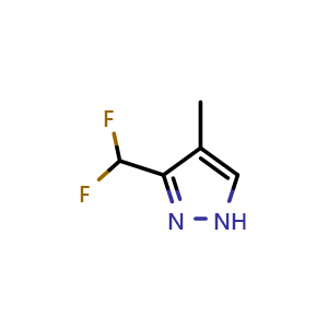 Chemical structure of 3-(difluoromethyl)-4-methyl-1H-pyrazole , CAS 1245772-27-3, AChemBlock Q52601
