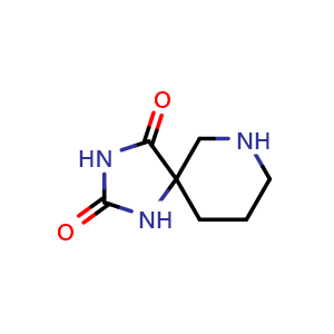 Chemical structure of 1,3,7-triazaspiro[4.5]decane-2,4-dione , CAS 78222-09-0, AChemBlock Q52602