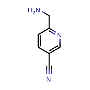 Chemical structure of 6-(aminomethyl)nicotinonitrile , CAS 782428-98-2, AChemBlock Q52612