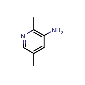Chemical structure of 2,5-dimethylpyridin-3-amine , CAS 89943-02-2, AChemBlock Q52631