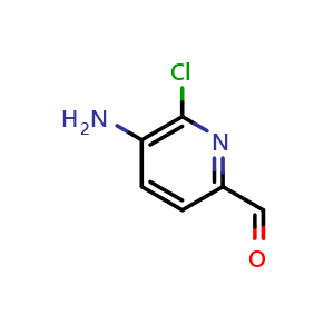 Chemical structure of 5-amino-6-chloropicolinaldehyde , CAS 1211591-39-7, AChemBlock Q52637