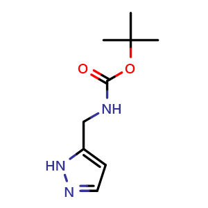 Chemical structure of tert-butyl ((1H-pyrazol-5-yl)methyl)carbamate , CAS 1251033-82-5, AChemBlock Q52653