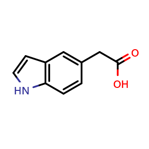 Chemical structure of 2-(1H-Indol-5-yl)acetic acid , CAS 34298-84-5, AChemBlock Q52657