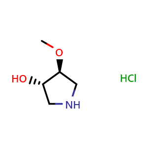 Chemical structure of (3S,4S)-4-methoxypyrrolidin-3-ol hydrochloride , CAS 473298-23-6, AChemBlock Q52682