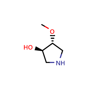Chemical structure of (3R,4R)-4-methoxypyrrolidin-3-ol , CAS 473298-17-8, AChemBlock Q52683