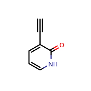 Chemical structure of 3-ethynylpyridin-2(1H)-one , CAS 142502-88-3, AChemBlock Q52687