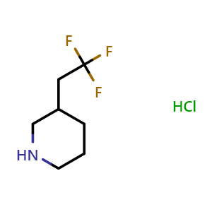 Chemical structure of 3-(2,2,2-trifluoroethyl)piperidine hydrochloride , CAS 1423033-88-8, AChemBlock Q52713