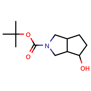 Chemical structure of tert-butyl 4-hydroxyhexahydrocyclopenta[c]pyrrole-2(1H)-carboxylate , CAS 130658-13-8, AChemBlock Q52721