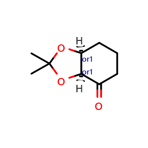 Chemical structure of cis-2,2-dimethyl-hexahydro-2H-1,3-benzodioxol-4-one , CAS 146388-16-1, AChemBlock Q52737
