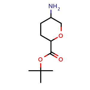 Chemical structure of tert-butyl 5-aminotetrahydro-2H-pyran-2-carboxylate , CAS 1934378-19-4, AChemBlock Q52750