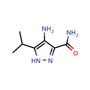 Chemical structure of 4-amino-5-isopropyl-1H-pyrazole-3-carboxamide , CAS 521300-03-8, AChemBlock Q52810