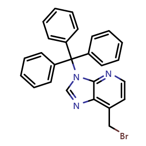 Chemical structure of 7-(bromomethyl)-3-trityl-3H-imidazo[4,5-b]pyridine , CAS 618900-48-4, AChemBlock Q52821