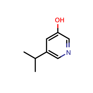Chemical structure of 5-isopropylpyridin-3-ol , CAS 1243280-48-9, AChemBlock Q52825
