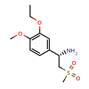 Chemical structure of (S)-1-(3-ethoxy-4-methoxyphenyl)-2-(methylsulfonyl)ethan-1-amine , CAS 608141-42-0, AChemBlock Q52832