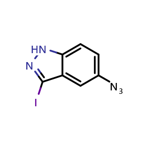 Chemical structure of 5-azido-3-iodo-1H-indazole , CAS 876365-97-8, AChemBlock Q52850