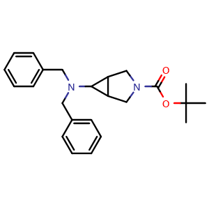 Chemical structure of tert-butyl 6-(dibenzylamino)-3-azabicyclo[3.1.0]hexane-3-carboxylate , CAS 1936654-94-2, AChemBlock Q52856