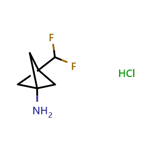 Chemical structure of 3-(difluoromethyl)bicyclo[1.1.1]pentan-1-amine hydrochloride , CAS 2108549-79-5, AChemBlock Q52869