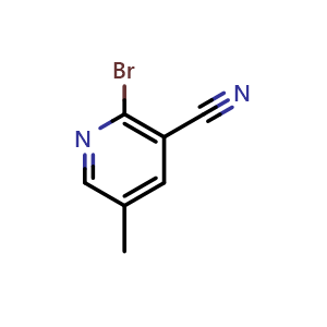 Chemical structure of 2-bromo-5-methylnicotinonitrile , CAS 65996-18-1, AChemBlock Q52917