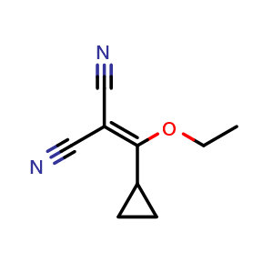 Chemical structure of 2-(cyclopropyl(ethoxy)methylene)malononitrile , CAS 1935012-39-7, AChemBlock Q52920
