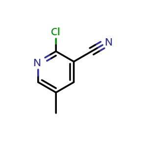 Chemical structure of 2-chloro-5-methylnicotinonitrile , CAS 66909-34-0, AChemBlock Q52921