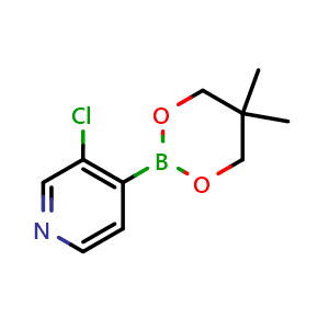 Chemical structure of 3-chloro-4-(5,5-dimethyl-1,3,2-dioxaborinan-2-yl)pyridine , CAS 915070-52-9, AChemBlock Q52938