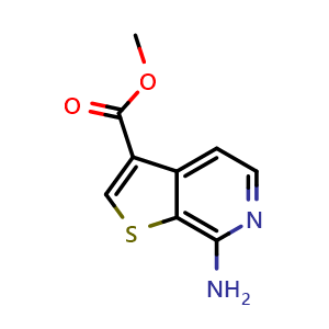 Chemical structure of methyl 7-aminothieno[2,3-c]pyridine-3-carboxylate , CAS 2306272-49-9, AChemBlock Q52975