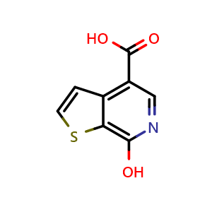 Chemical structure of 7-hydroxythieno[2,3-c]pyridine-4-carboxylic acid , CAS 1360953-85-0, AChemBlock Q52981
