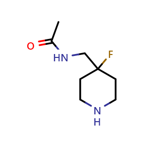 Chemical structure of N-((4-fluoropiperidin-4-yl)methyl)acetamide , CAS 2306269-02-1, AChemBlock Q53024