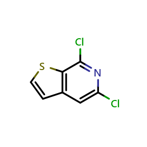 Chemical structure of 5,7-dichlorothieno[2,3-c]pyridine , CAS 1326715-01-8, AChemBlock Q53032