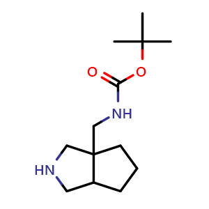 Chemical structure of tert-butyl ((hexahydrocyclopenta[c]pyrrol-3a(1H)-yl)methyl)carbamate , CAS 1808841-89-5, AChemBlock Q53070