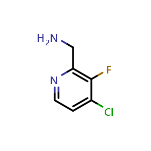 Chemical structure of (4-chloro-3-fluoropyridin-2-yl)methanamine , CAS 1260903-03-4, AChemBlock Q53094