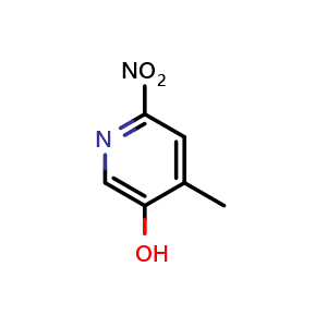 Chemical structure of 4-Methyl-6-nitropyridin-3-ol , CAS 1806389-28-5, AChemBlock Q53101