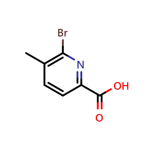 Chemical structure of 6-bromo-5-methylpicolinic acid , CAS 1211516-25-4, AChemBlock Q53116