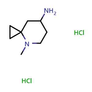 Chemical structure of 4-methyl-4-azaspiro[2.5]octan-7-amine dihydrochloride , CAS 2306268-05-1, AChemBlock Q53123