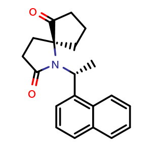 Chemical structure of (S)-1-((R)-1-(naphthalen-1-yl)ethyl)-1-azaspiro[4.4]nonane-2,6-dione , CAS 2241960-45-0, AChemBlock Q53125