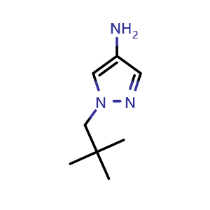 Chemical structure of 1-neopentyl-1H-pyrazol-4-amine , CAS 1240567-28-5, AChemBlock Q53129
