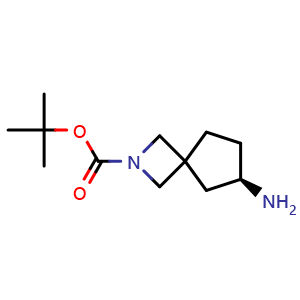 Chemical structure of tert-butyl (R)-6-amino-2-azaspiro[3.4]octane-2-carboxylate , CAS 2198241-46-0, AChemBlock Q53130