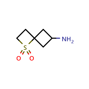 Chemical structure of 6-amino-1-thiaspiro[3.3]heptane 1,1-dioxide , CAS 2306277-78-9, AChemBlock Q53136