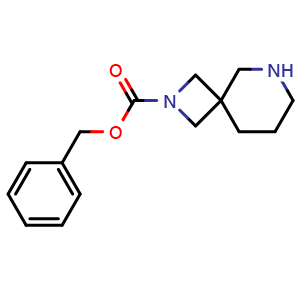 Chemical structure of benzyl 2,6-diazaspiro[3.5]nonane-2-carboxylate , CAS 1086394-83-3, AChemBlock Q53144