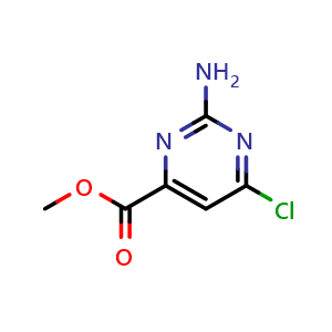 Chemical structure of Methyl 2-amino-6-chloropyrimidine-4-carboxylate , CAS 6299-83-8, AChemBlock Q53156