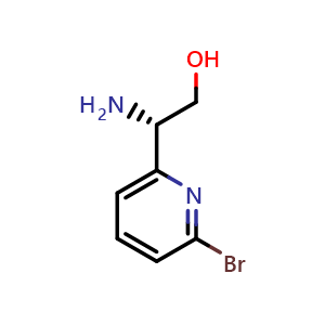 Chemical structure of (S)-2-amino-2-(6-bromopyridin-2-yl)ethan-1-ol , CAS 1213580-51-8, AChemBlock Q53157