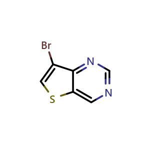 Chemical structure of 7-bromothieno[3,2-d]pyrimidine , CAS 21586-25-4, AChemBlock Q53160