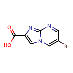 Chemical structure of 6-bromoimidazo[1,2-a]pyrimidine-2-carboxylic acid , CAS 907945-69-1, AChemBlock Q53165