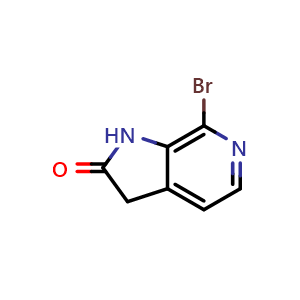 Chemical structure of 7-bromo-1,3-dihydro-2H-pyrrolo[2,3-c]pyridin-2-one , CAS 1190318-26-3, AChemBlock Q53169