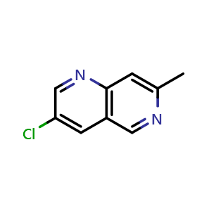Chemical structure of 3-chloro-7-methyl-1,6-naphthyridine , CAS 2250241-77-9, AChemBlock Q53186