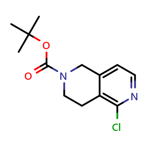 Chemical structure of tert-butyl 5-chloro-3,4-dihydro-2,6-naphthyridine-2(1H)-carboxylate , CAS 1196153-26-0, AChemBlock Q53189